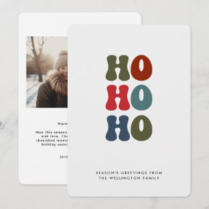 Ho Ho Ho Retro Typografi Foto Julkort