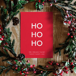 Ho Ho Ho | Röd jul Modern Minimalist enkel Julkort