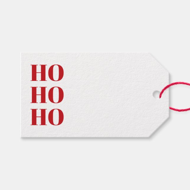 Ho Ho Ho röd och vit söt jul Presentetikett (Framsidan (Horisontell))