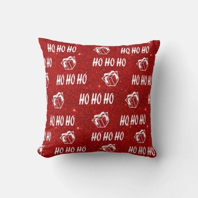 Ho Ho Ho Röd Tomte God Jul Kudde (Framsida)