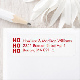 Ho Ho Ho-röd, vit Returadress jul Returadress Etikett