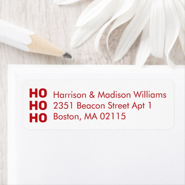 Ho Ho Ho-röd, vit Returadress jul Returadress Etikett (Insitu)
