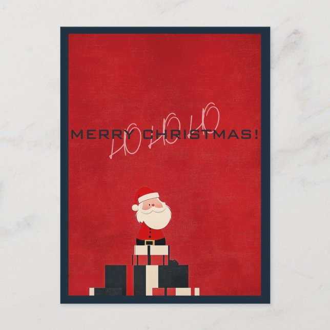 HO HO HO Röda God Jul Vykort (Framsida)