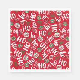 Ho Ho Ho Röda & Gröna Julkulor Röda Pappersservett