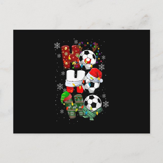 Ho Ho Ho Rolig Fotboll Renjävlar Santa Hatt Jul Helg Vykort (Framsida)