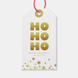 Ho Ho Ho   Roligt Jul White & Guld Mini Presentetikett