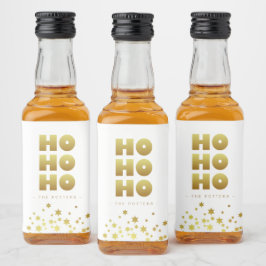 Ho Ho Ho | Roligt Jul White & Guld Mini Spritflaskor Etikett