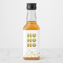 Ho Ho Ho | Roligt Jul White & Guld Mini Spritflaskor Etikett