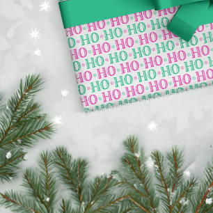 Ho Ho Ho rosa- och gröntjul Presentpapper