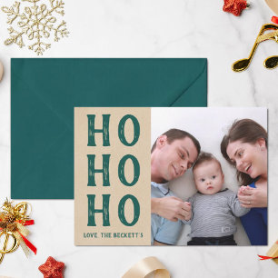 HO HO HO Rustic Kraft-julfotfoto Helgdag Julkort