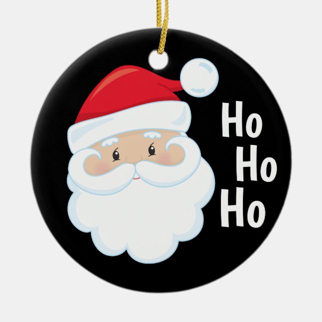 Ho Ho Ho Santa Ansikte Helgdagars Red White Julgransprydnad Keramik (Framsidan)