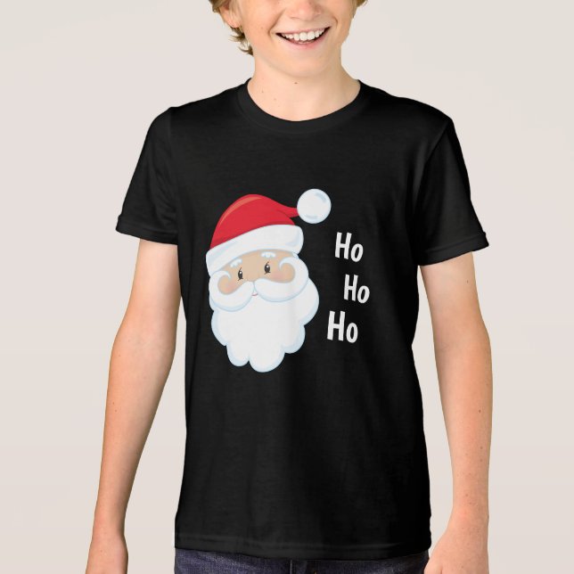 Ho Ho Ho Santa Ansikte Helgdagars Red White T Shirt (Framsida)