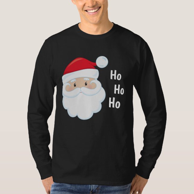 Ho Ho Ho Santa Ansikte Helgdagars Red White T Shirt (Framsida)