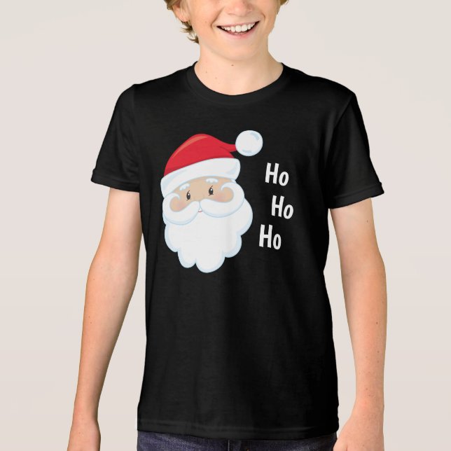 Ho Ho Ho Santa Ansikte Helgdagars Red White T Shirt (Framsida)