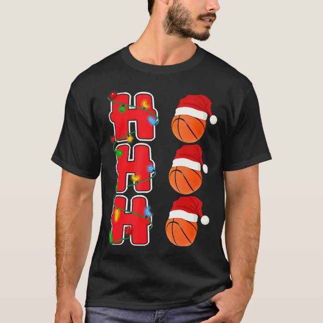 Ho-Ho-Ho Santa Basketball julgåva T Shirt (Framsida)