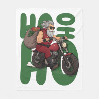 Ho Ho Ho Santa Biker Fleecefilt
