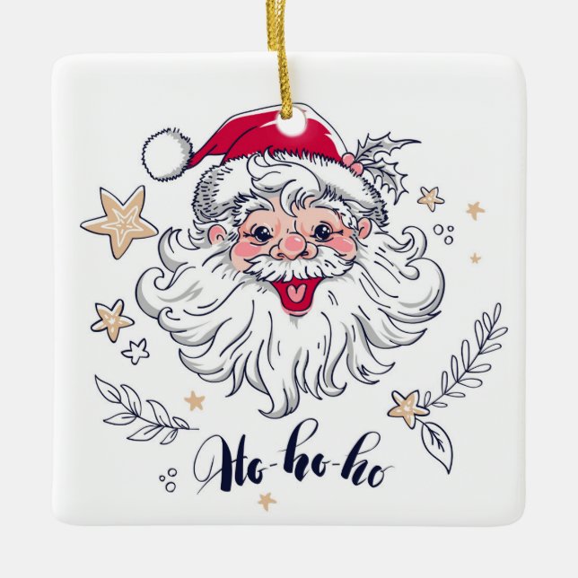 Ho Ho Ho Santa Ceramic Ornament (Framsida)