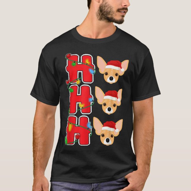 Ho Ho Ho Santa Chihuahua jul T Shirt (Framsida)