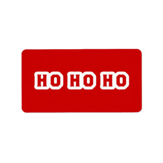 Ho Ho Ho (Santa Claus Says) Red Background Adressetikett