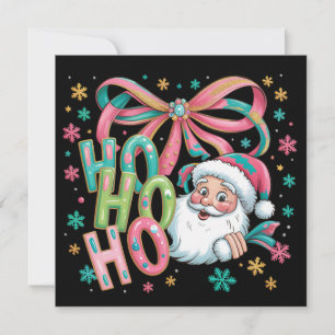 Ho Ho Ho Santa Coquette Bow Retro Jul Fest Julkort