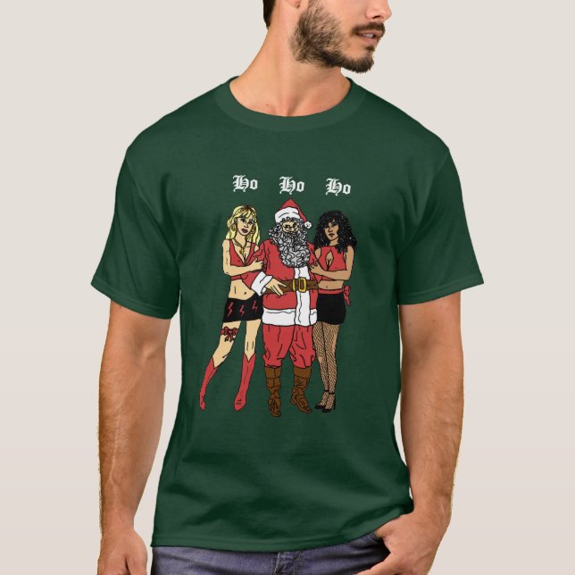Ho Ho Ho Santa (grönt) Tee (Framsida)