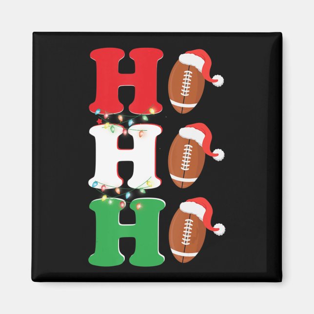 Ho Ho Ho Santa Hat American Football Roligt jul Magnet (Framsidan)