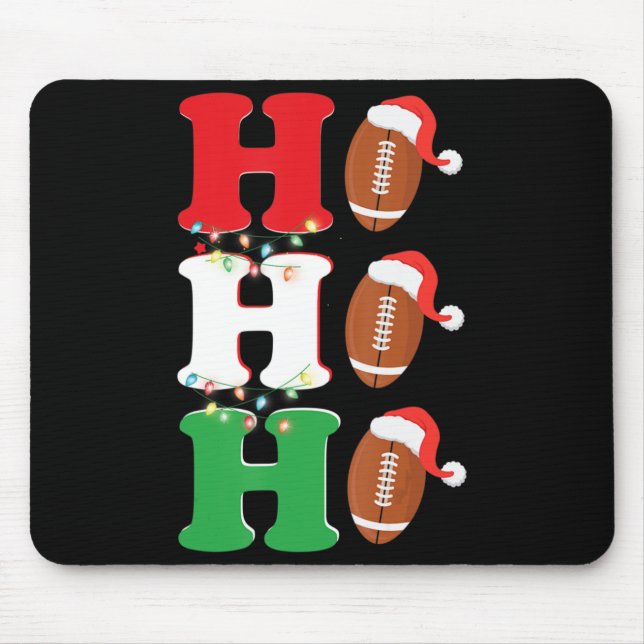 Ho Ho Ho Santa Hat American Football Roligt jul Musmatta (Framsidan)