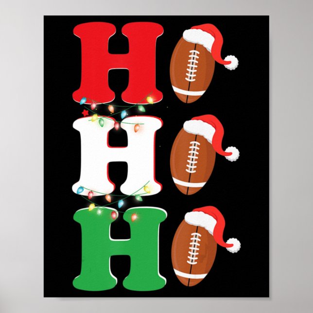 Ho Ho Ho Santa Hat American Football Roligt jul Poster (Framsidan)