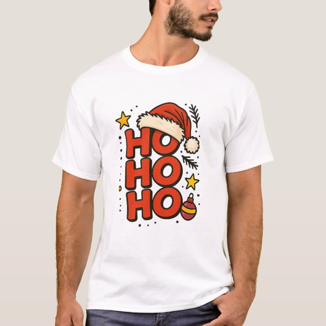 Ho Ho Ho Santa Hat Christmas Tee (Framsida)