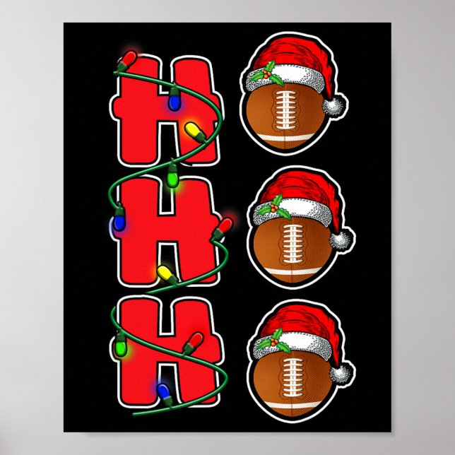 Ho Ho Ho Santa Hat Football Boll Roligt Manar Poster (Framsidan)