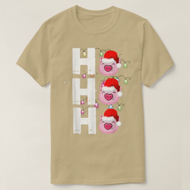 HO HO HO Santa Hat Funny Gris jul T Shirt (Design framsida)