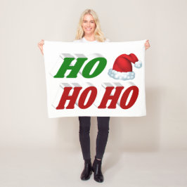 Ho Ho Ho Santa Hat-grönt-typografi Fleecefilt