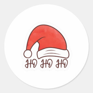 Ho Ho Ho Santa Hat Runt Klistermärke