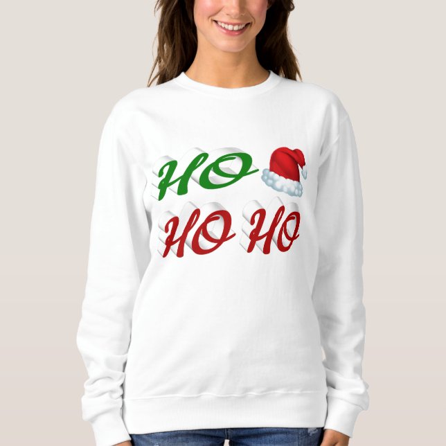 Ho Ho Ho Santa Hat-skript med röd grönt T Shirt (Framsida)