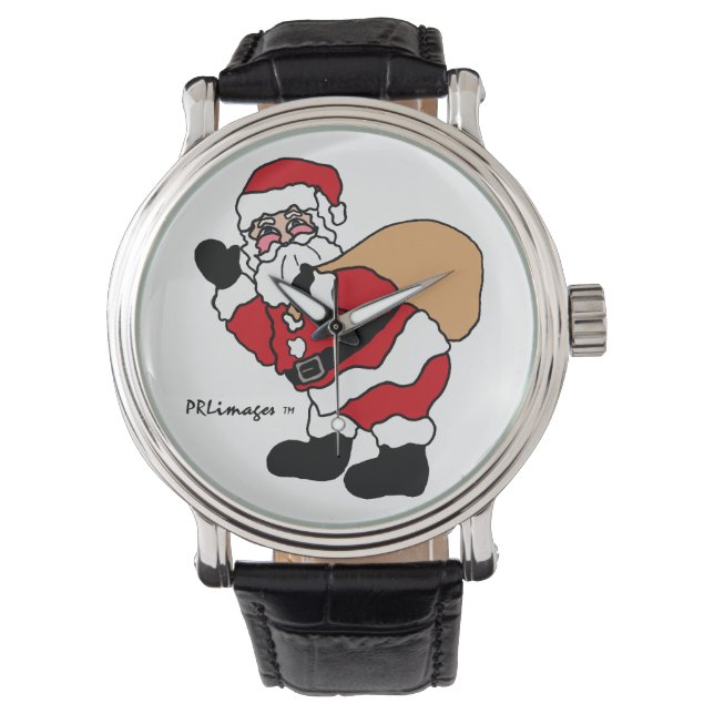 Ho Ho Ho Santa Leather Strap Watch Armbandsur (Framsida)