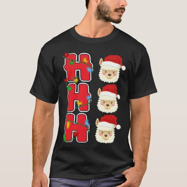 Ho Ho Ho Santa Llama Christmas T Shirt (Framsida)