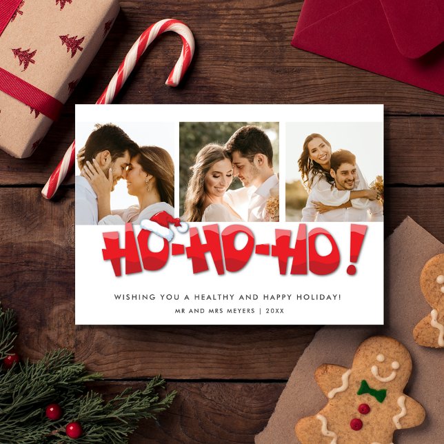 Ho Ho Ho Santa Ny gifta par jul Julkort (Ho Ho Ho Santa Just Married Couple Christmas Holiday Card)