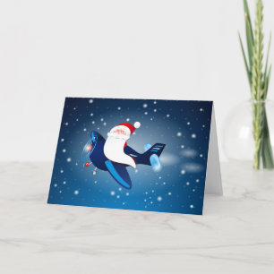Ho ho ho! Santa på flygplan Helgkort