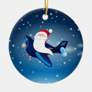 Ho ho ho! Santa på flygplan, prydnad Julgransprydnad Keramik