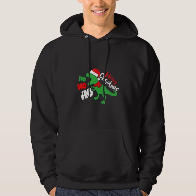 Ho Ho Ho Santa Rex Dinosaur jul Dino Julafton Si Hoodie (Framsida)