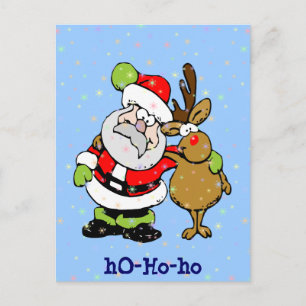 ho-ho-ho Santa & Rudy Helg Vykort
