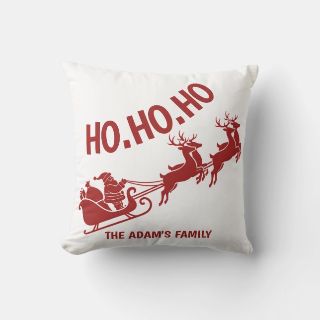 Ho Ho Ho Santa Sleigh Ride Christmas Kudde (Framsida)