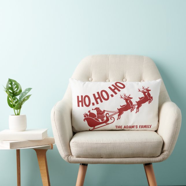 Ho Ho Ho Santa Sleigh Ride Christmas Lumbarkudde (Stol)