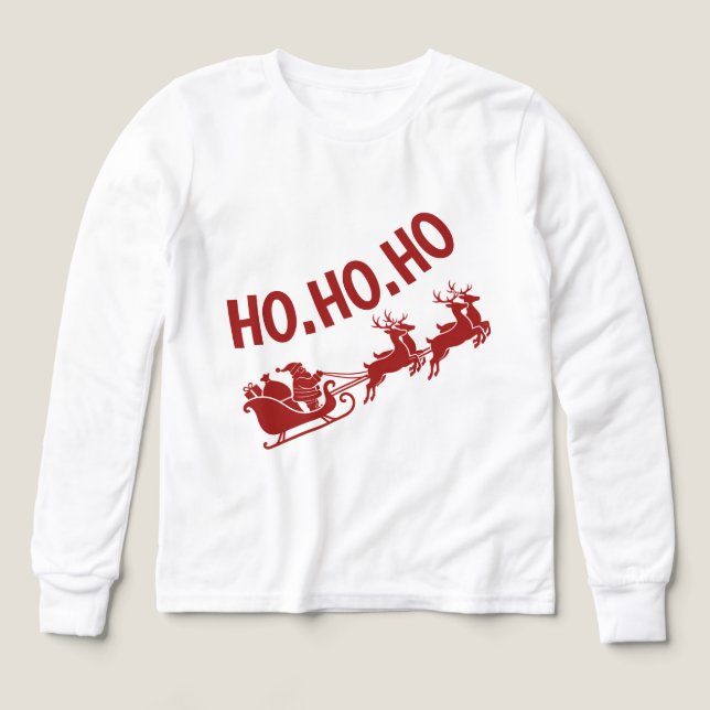 Ho Ho Ho Santa Sleigh Ride Christmas T Shirt (Design framsida)