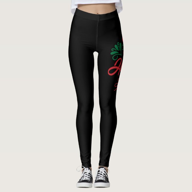 Ho Ho Ho Santa Sleight Fordon Leggings (Framsida)