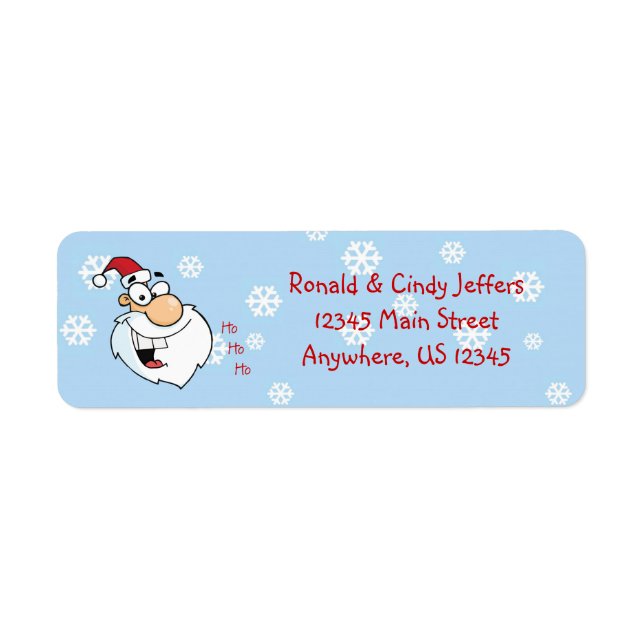 Ho Ho Ho Santa Snöflingor Returadress Etikett (Framsidan)