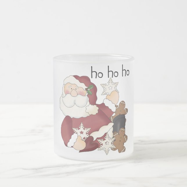 Ho Ho Ho Santa T-shirts och presenter Frostad Glasmugg (Center)