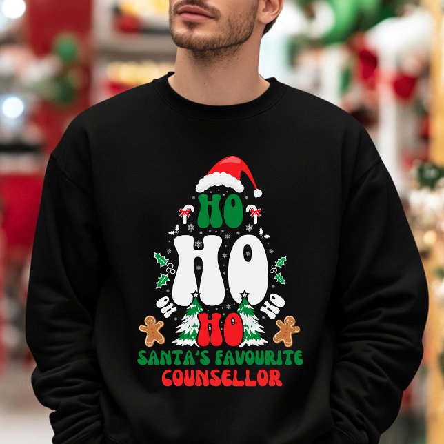 Ho Ho Ho Santa's Favorite Counselor jul Lång Ärmad Tröja (Skapare uppladdad)
