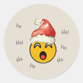 Ho Ho Ho smiley santa Runt Klistermärke