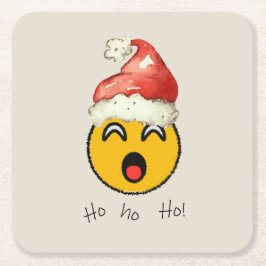Ho Ho Ho smiley santa Underlägg Papper Kvadrat